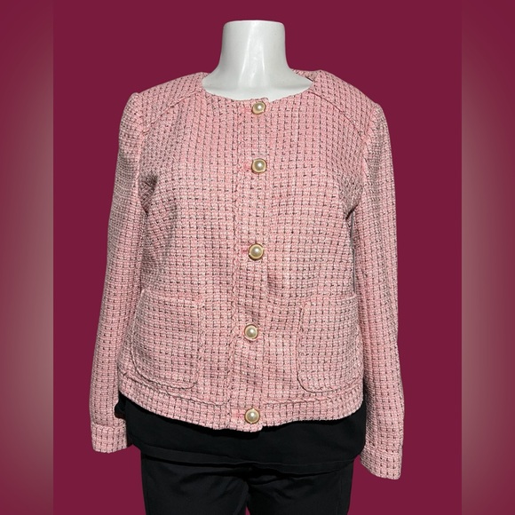NEW Liz Claiborne Pink Tweed Stylish Women's Jacket. Size 10 for Juniors. - Picture 2 of 10